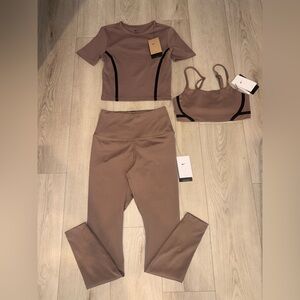 Nike Dri-FIT 3-Piece Activewear Set - Mink/Black - NWT